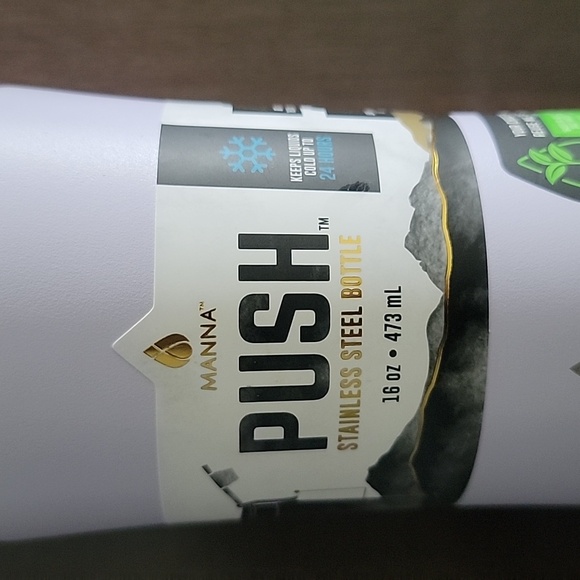 Manna Push Stainless Steel Water Bottle Hold Cold Up To 16 Oz - Picture 3 of 5